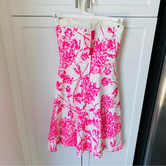 Lilly Pulitzer size 00 strapless sierra dress pink white lace new with tag - Picture 4 of 6